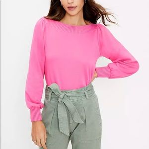 NWT Loft boatneck pullover sweater Pink M